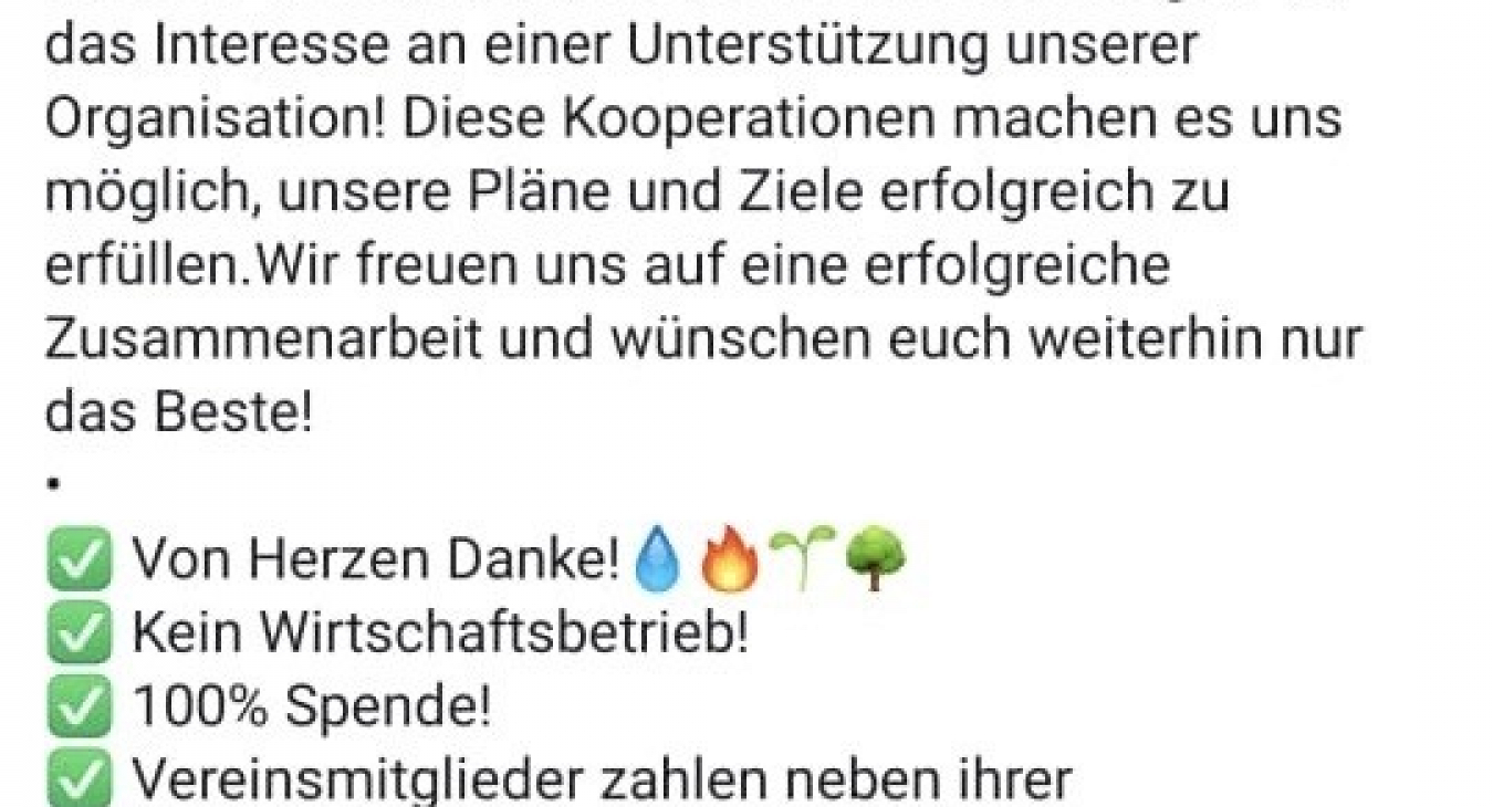 Unterstützung einer Hilfsorganisation
